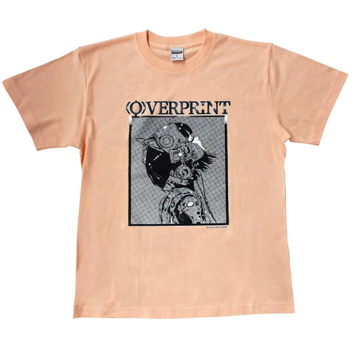 ぷるぷるパンク x overprint コラボTシャツ (BLACK/APRICOT)