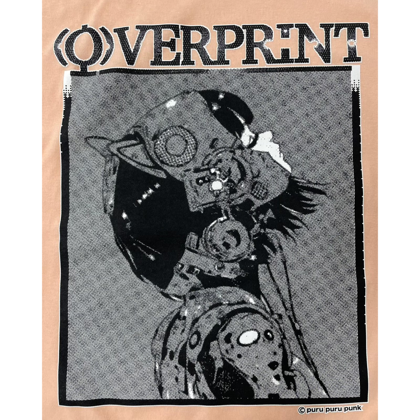 ぷるぷるパンク x overprint コラボTシャツ (BLACK/APRICOT)