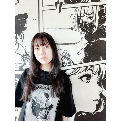 ぷるぷるパンク x overprint コラボTシャツ (BLACK/APRICOT)