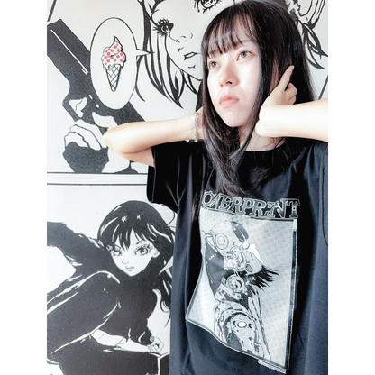 ぷるぷるパンク x overprint コラボTシャツ (BLACK/APRICOT)