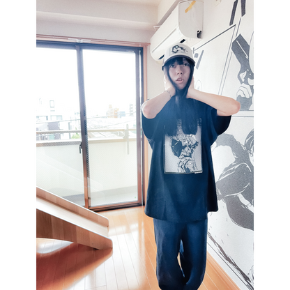 ぷるぷるパンク x overprint コラボTシャツ (BLACK/APRICOT)