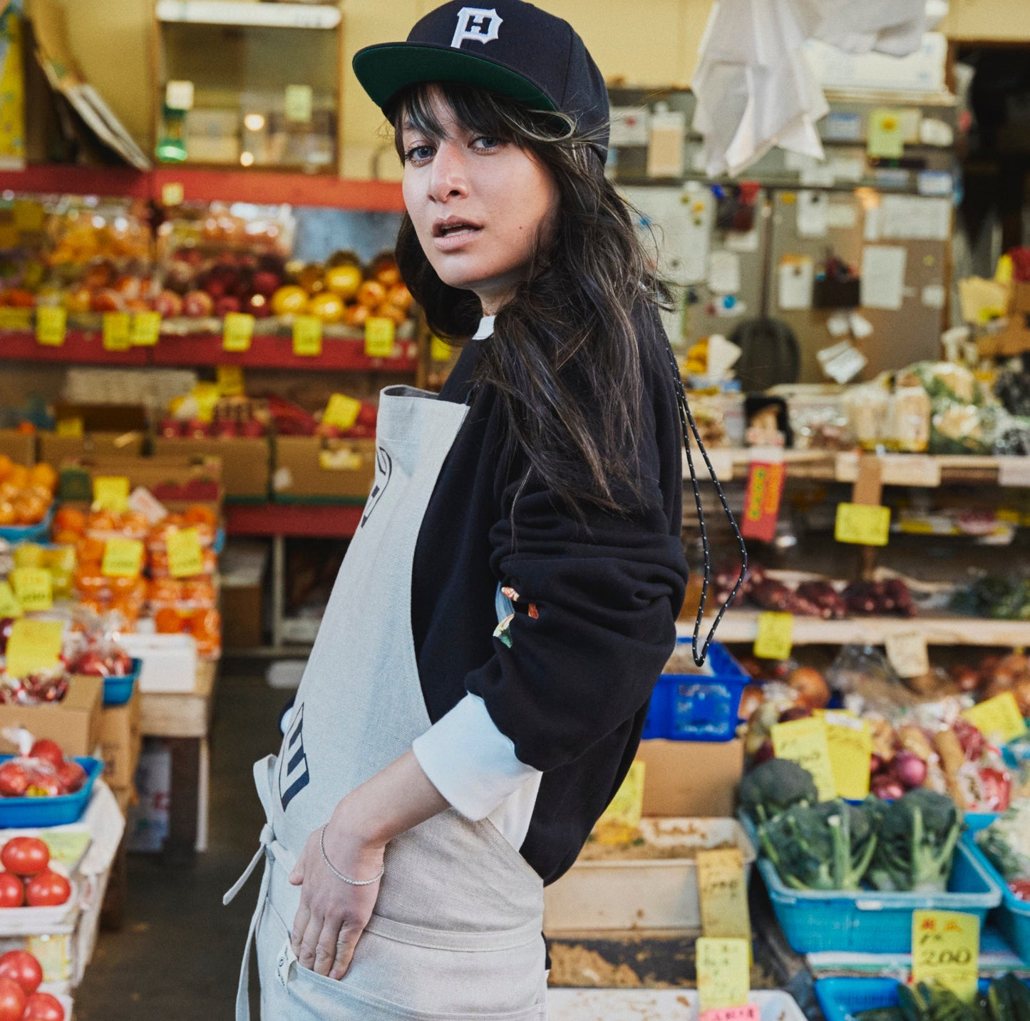 勝山の縫製工場に残された近江麻でちゃんと作った、エプロン。